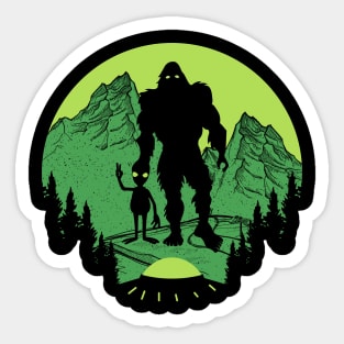 Bigfoot Alien Ufo Sticker